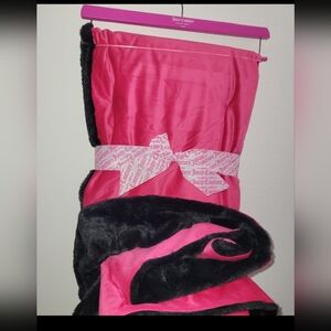 Juicy Couture Pink and black Reversible Throw blanket